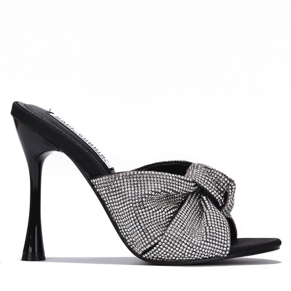 Black Crystal-Knot High Heel Mule